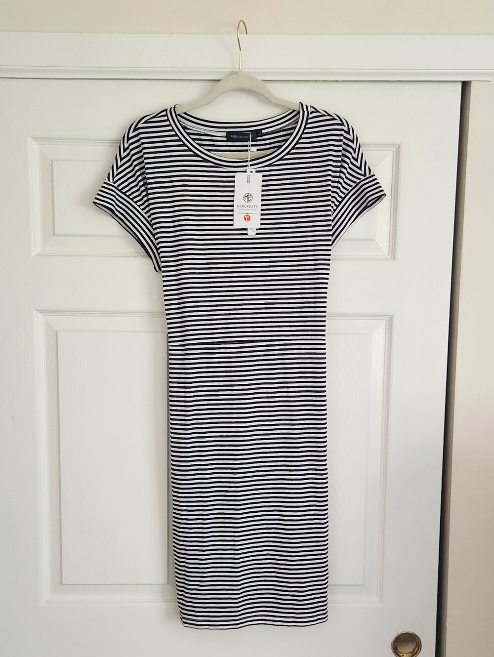 NWT Black & White Striped T-Shirt Dress